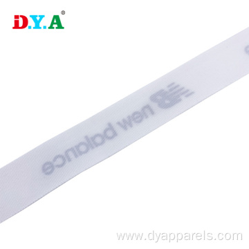 white silicone print polyester grosgrain webbing strap 25mm